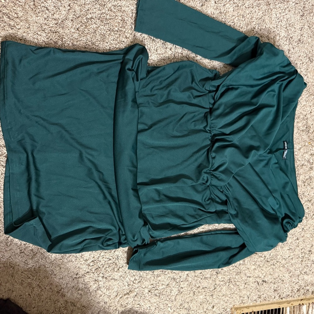 SHEIN Teal Long Sleeve Blouse